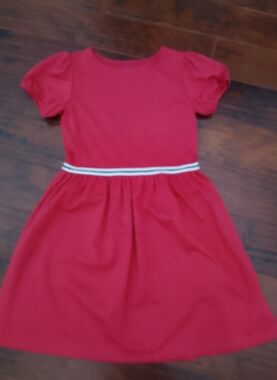 Polo by Ralph Lauren Red Short Sleeve Knit Dress with Striped Waistband XL 16